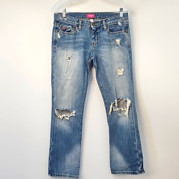 VTG Abercrombie & Fitch Pink Label Distressed Grunge Biker 5-pocket Jeans Sz:2 - Picture 12 of 12